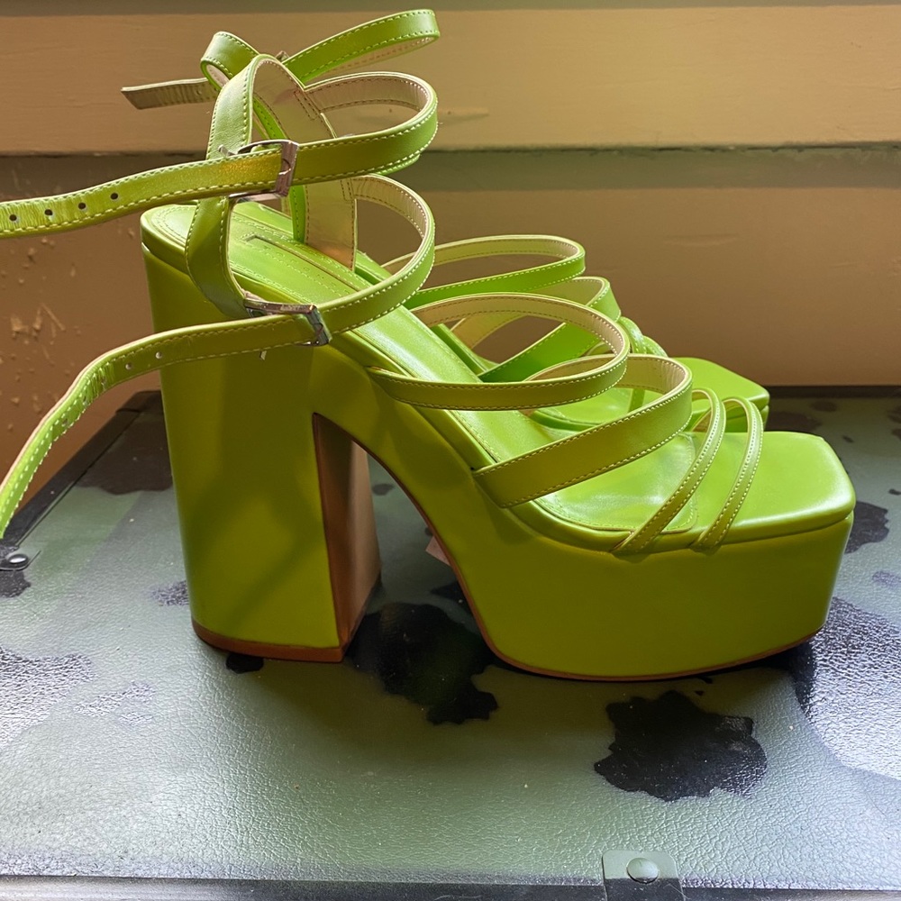 Strappy Platform Topshop Green Sandals Size 10